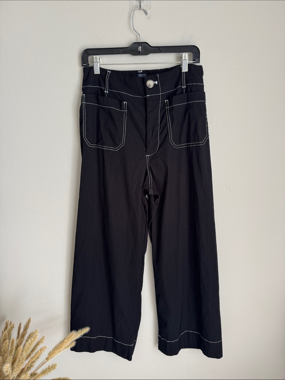 Maeve by Anthropologie The Colette Contrast Stitch Wide Leg Crop Pants  size 30 - Picture 3 of 10
